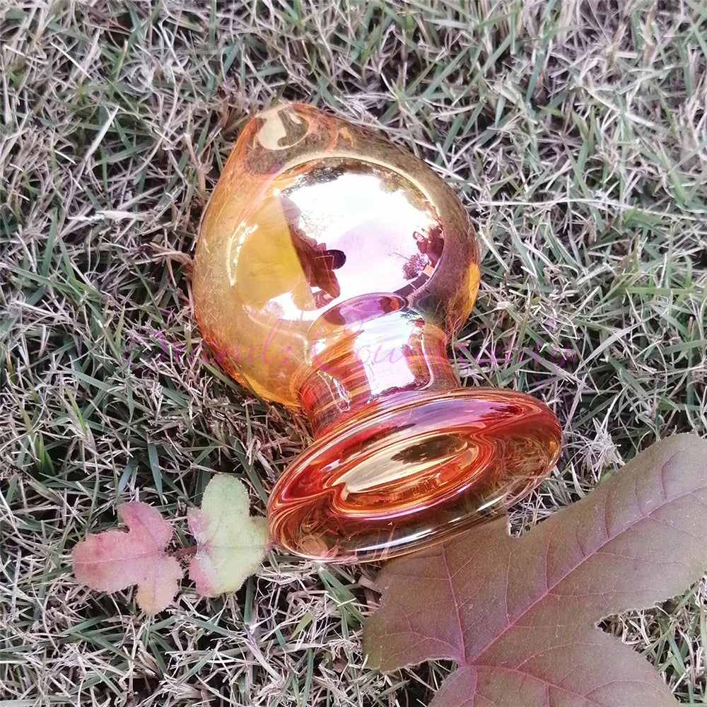 Large Golden Crystal Glass Anal Plug