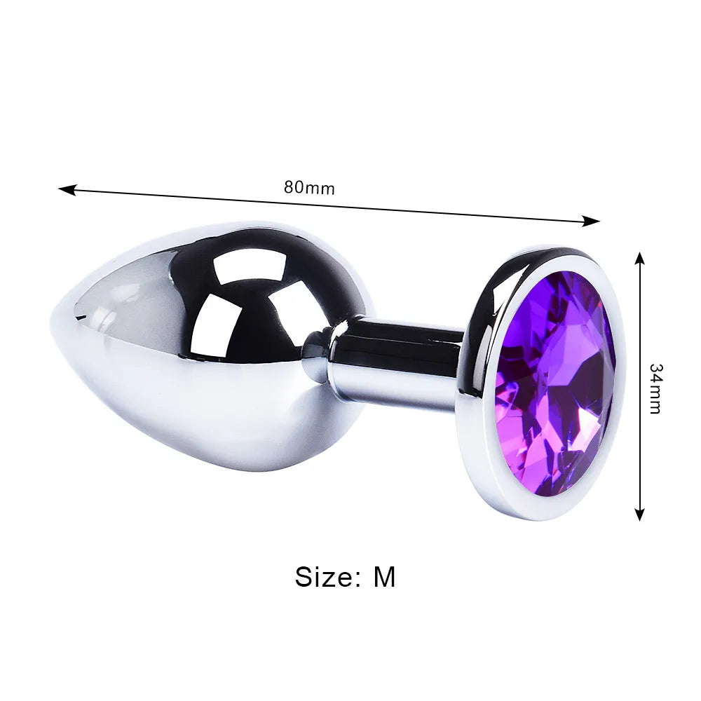 Colored Crystal Stainless Steel Anal Plug – 3 Sizes
