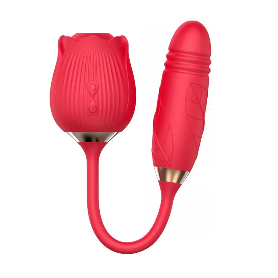 Rose-Sucking Thrusting Dildo Vibrator for Women Nipple Clit Stimulator Vibrating Egg Tongue Licking Clitoris Sucker Sex Toys