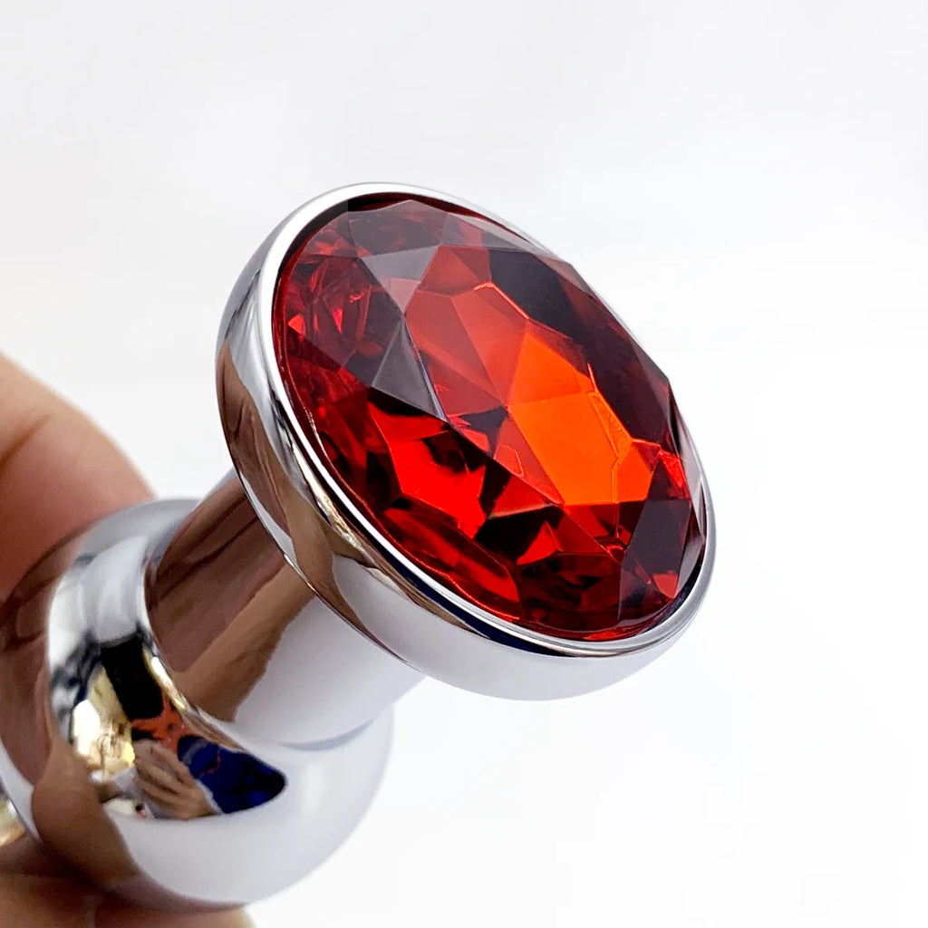5-Bead Metal Anal Plug with Jewel Base