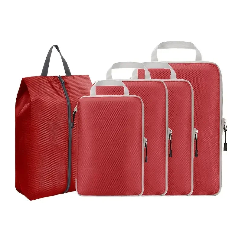 Compression Packing Cube Set with Zippered Storage Bags