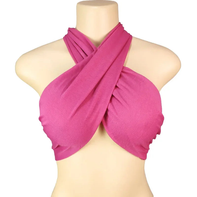 Women's Backless Cross-Strap Halter Crop Top