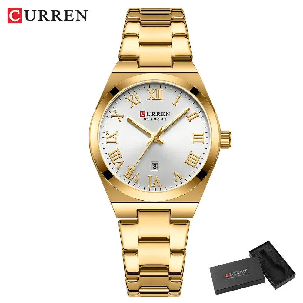 Women's Silver Stainless Steel Date Dress Watch