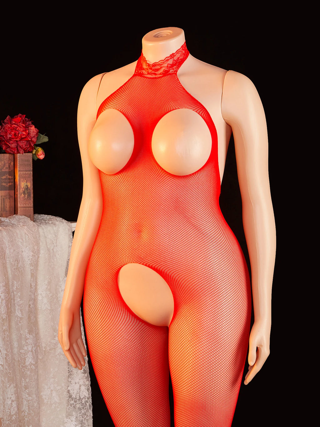 Lingerie For Women Plus Size Sexy Crotchless Fishnet Bodysuit Tights See Through Open Bust Mesh Body Stockings Exotic Sleepwear
