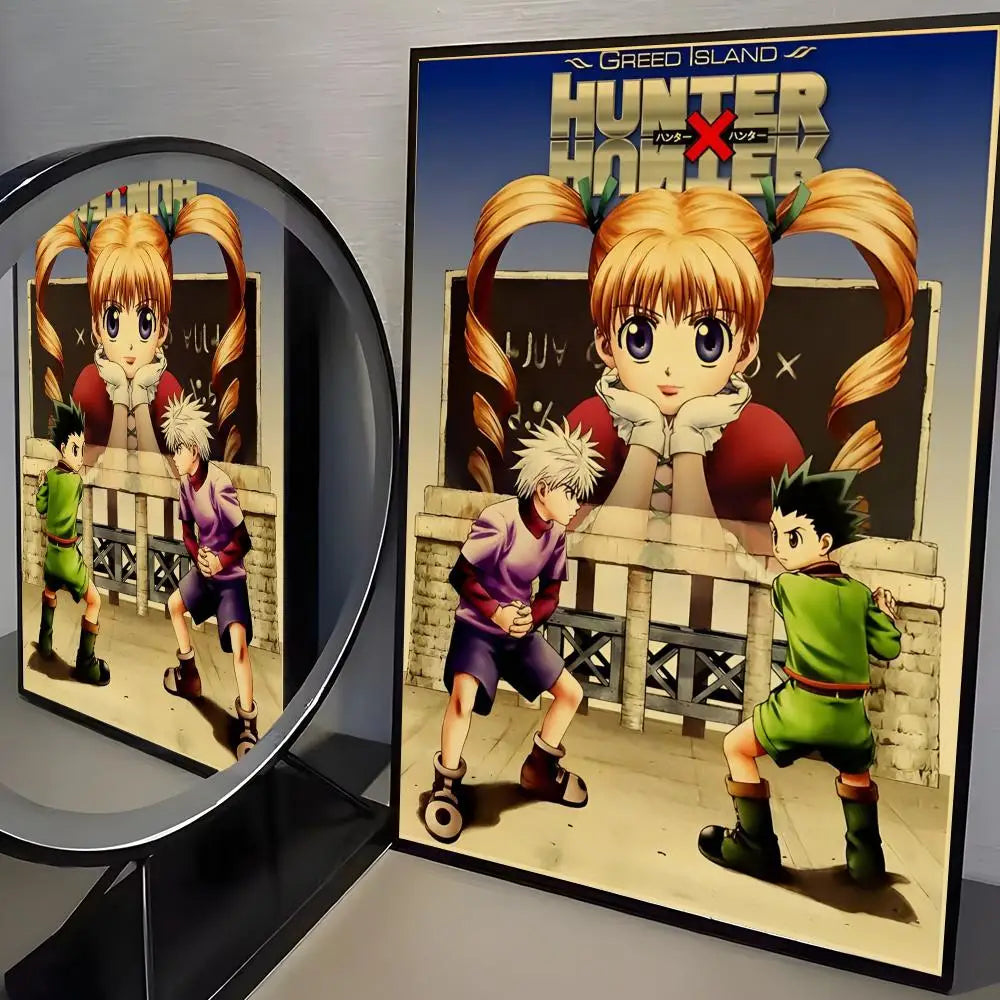 Anime H-Hunter X Hunter Poster Stickers Mural Painting Self-Adhesive Wall Decals for Bedroom Living Room Home HD Decor Gift