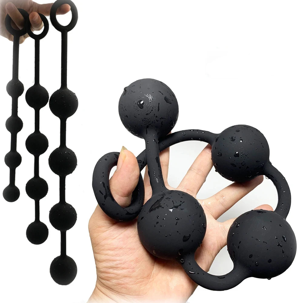 Large Silicone Anal Bead & Plug Set