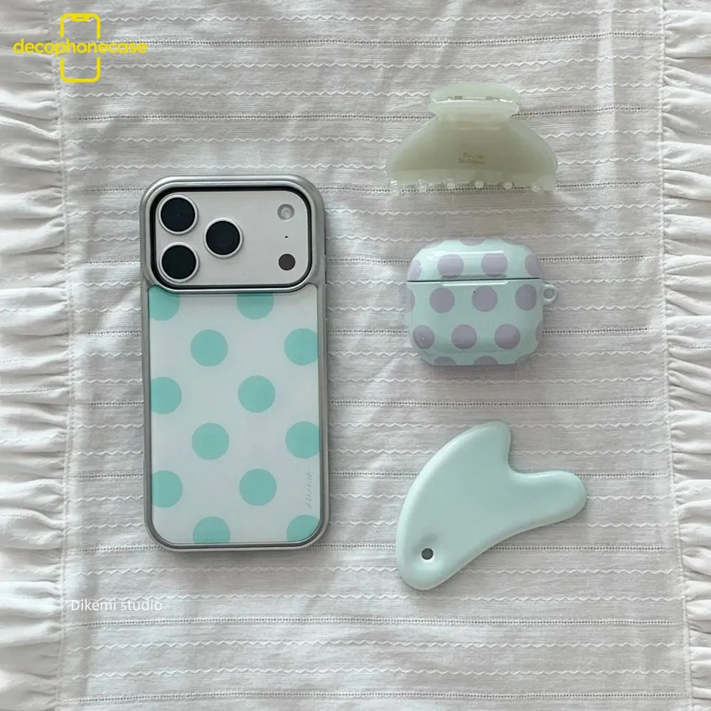 Mint Green Polka Dot Phone Case for iPhone