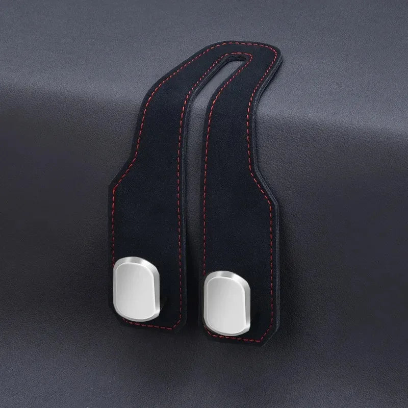 Suede & Metal Car Headrest Storage Hook