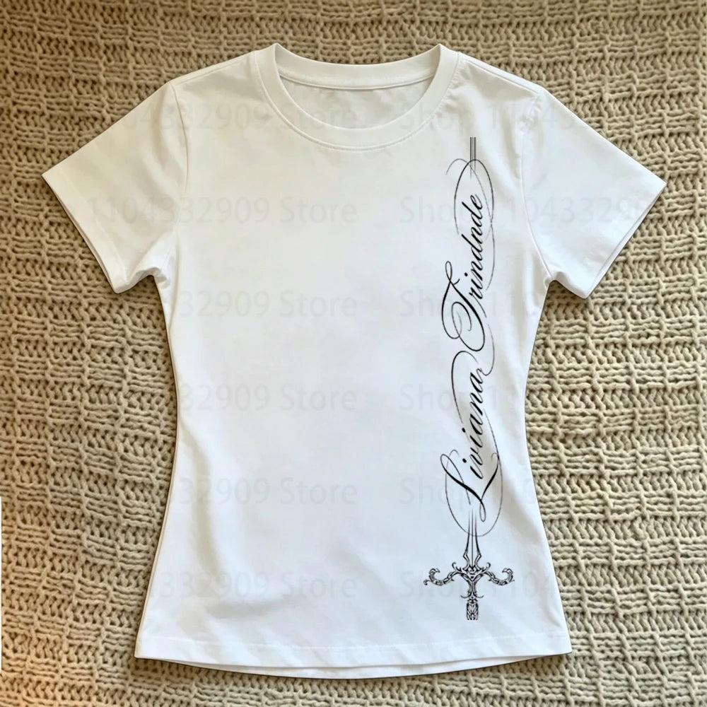 Kitty Graphic Gothic Y2K Crop Top