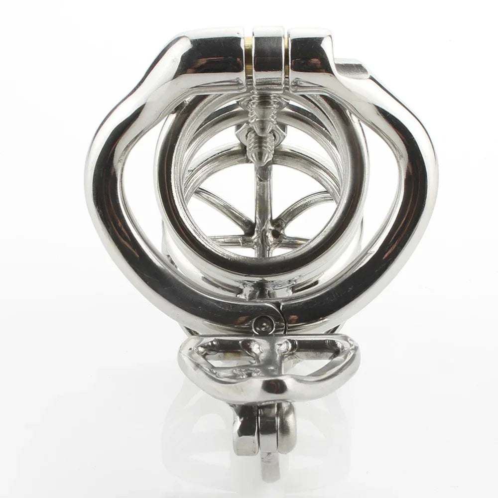 Stainless Steel Chastity Cage with Scrotum Ring