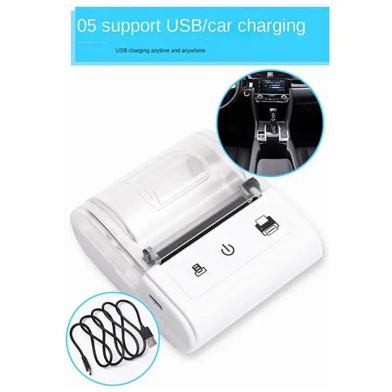 Wireless Mini Thermal Printer Portable Bluetooth Receipt Printer Thermal BT 58mm Thermal Receipt Printing Black EU Plug