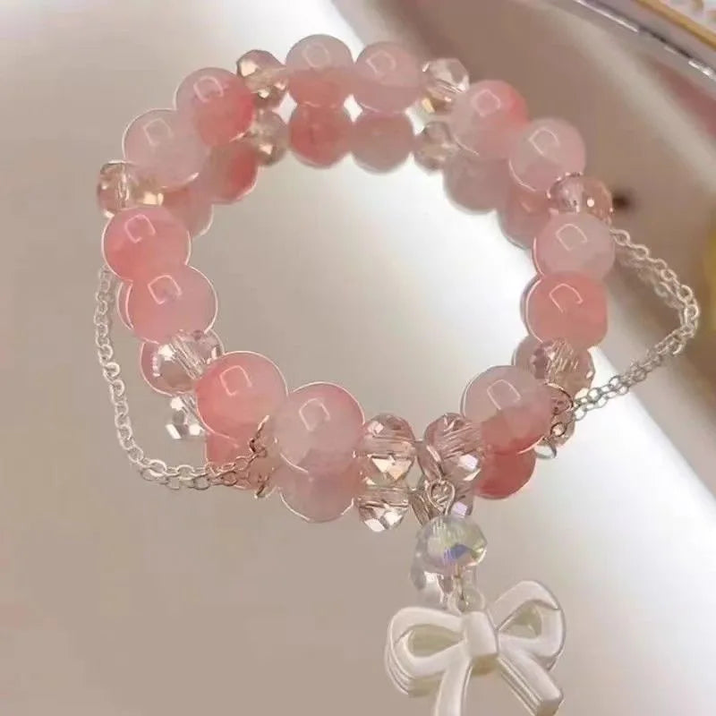 Cherry Blossom Crystal Beaded Bracelet