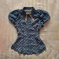 Polka Dot Bow Y2K Crop T-Shirt