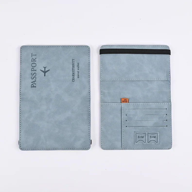 PU Leather Passport & Business Card Travel Wallet