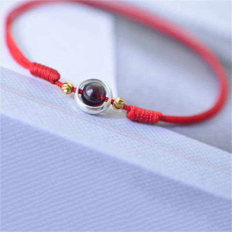 Women's Red Garnet Beaded Anklet