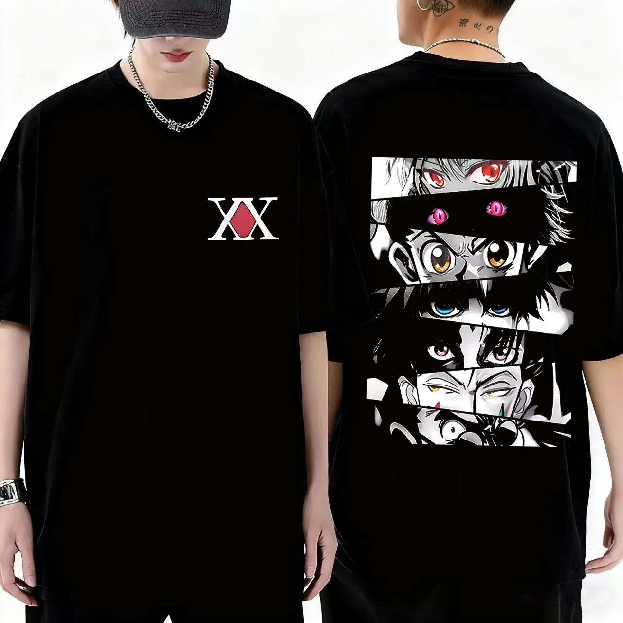 Anime Hunter X Hunter Eyes Graphic T-shirt Men Women High Quality Soft Cotton T Shirts Male Fashion Manga Oversized Streetwear