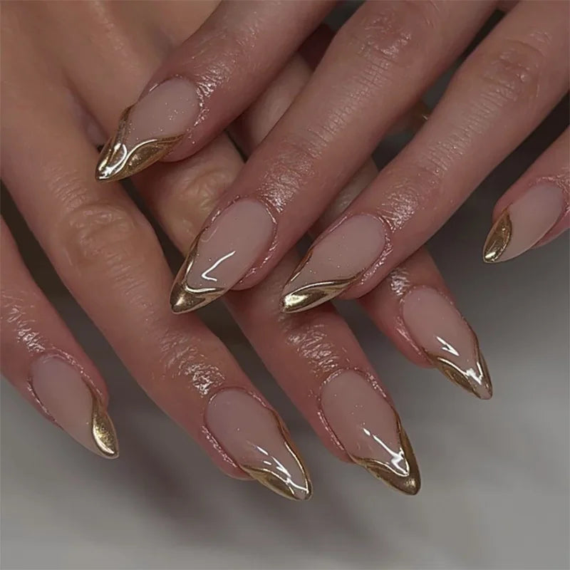 Red Star French Almond Press-On Nails