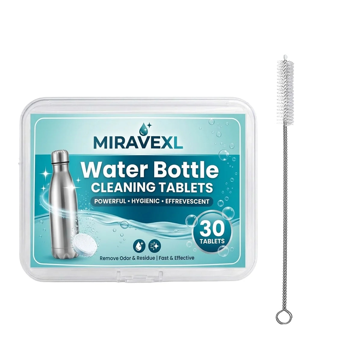 Water Bottle Cleaning Tablets with Straw Brush
