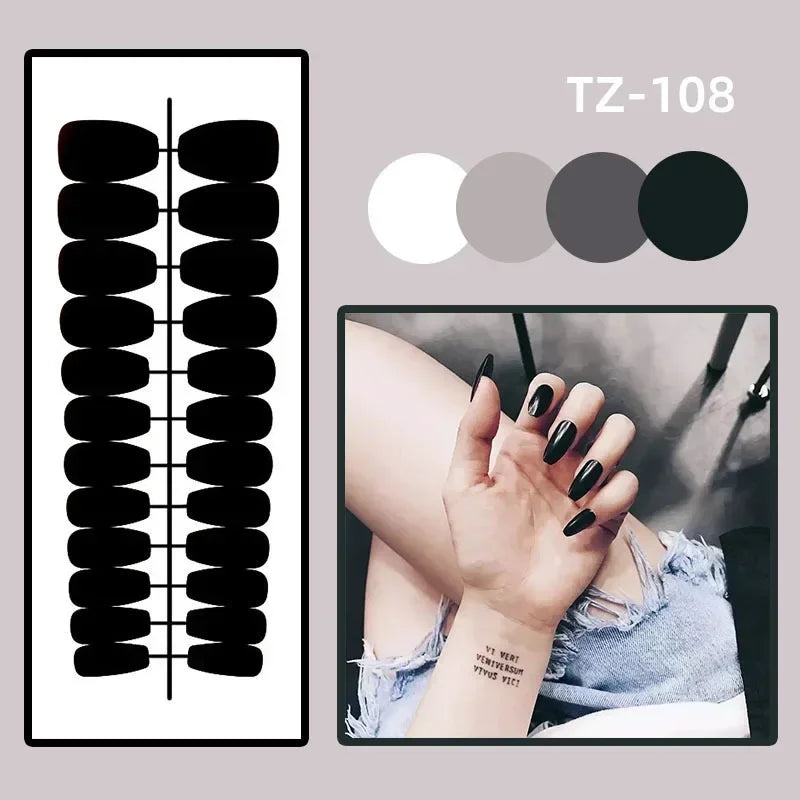 24Pcs French Fake Nail with Leopard Print Design Long Stiletto False Nails Wearabe Almond Press on Nails Full Cover Nail Tips