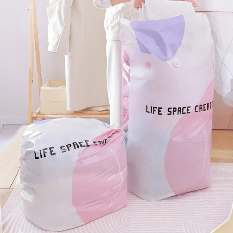 No-Pump Vacuum Storage Bags Large Capacity Space Saver Compression Bags Airtight Cube for Clothes Quilts Storage Sealer Bags