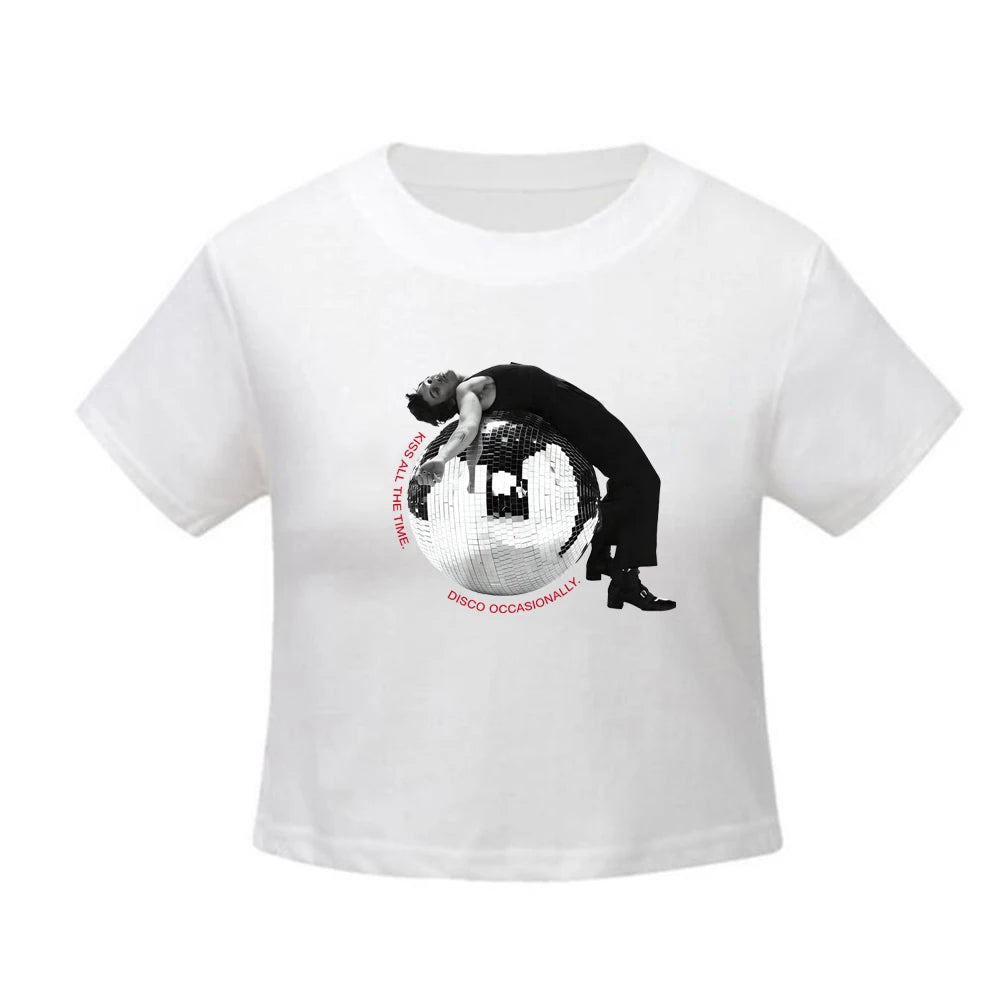 “Kiss All The Time Disco Occasionally” Crop Baby Tee