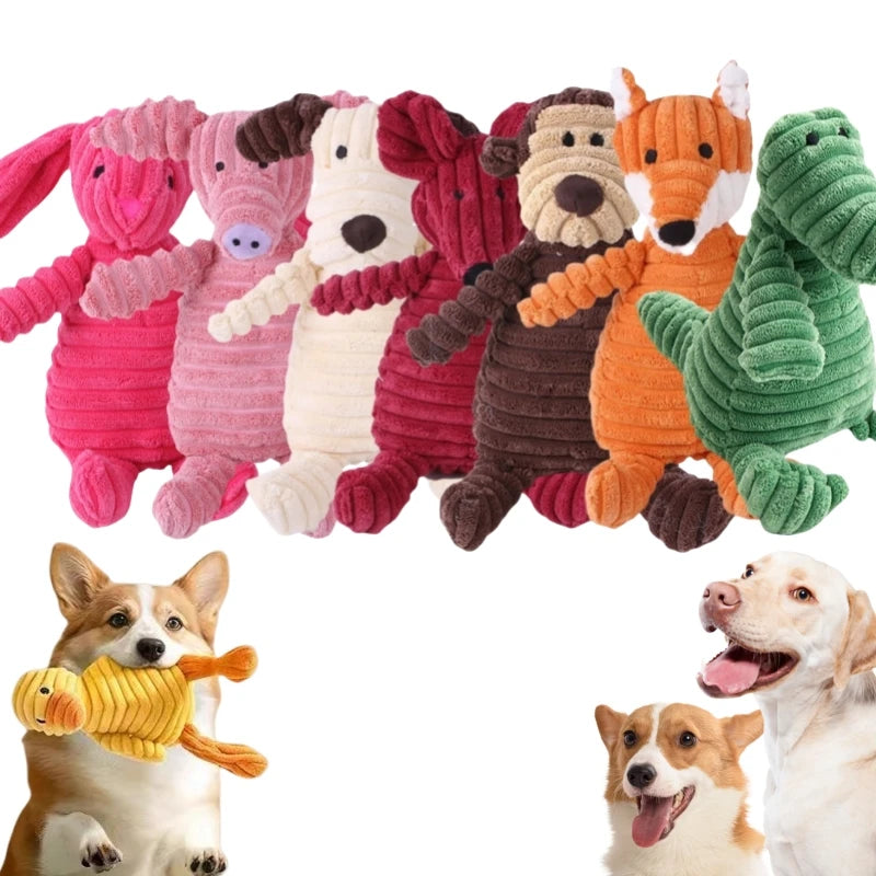 Corduroy Dog Toys Animal Plush Toys for Dog Squeaky Toys Dog Supplies Puppy Chew Toys Bite Resistant Dog Toys Pet Accessories
