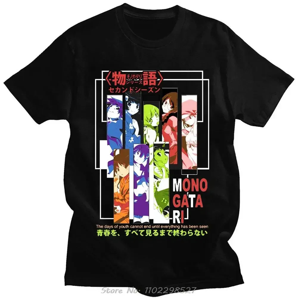 Japanese Manga Monogatari Series Graphic Print T-Shirts Man Summer Oversized Tee Shirt Casual Clothes Harajukkuu Streetweaarr