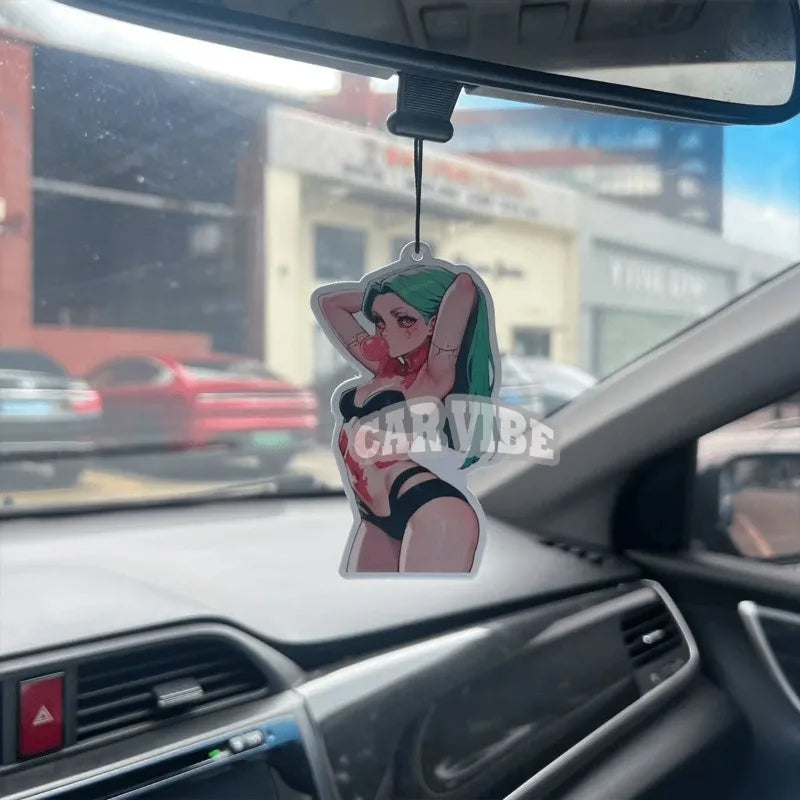 JDM-style cute anime girl "Waifu" car air freshener — rearview mirror hanging charm. Perfect for sprucing up your car interior