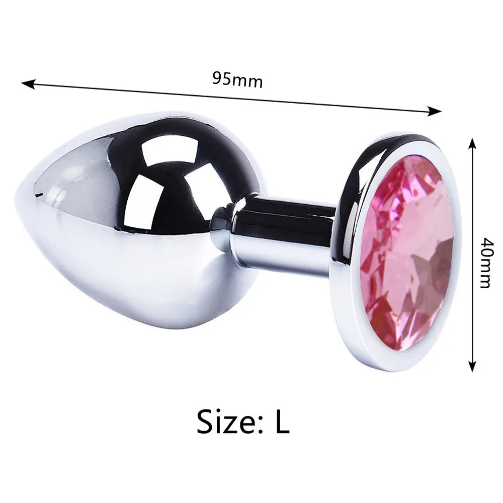 Colored Crystal Stainless Steel Anal Plug – 3 Sizes