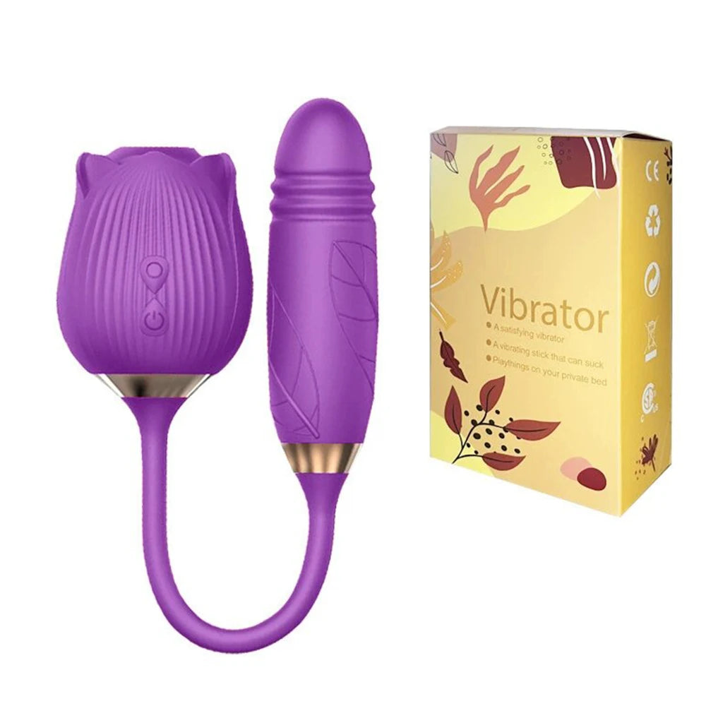Rose Vibrator with 10 Suction & Thrusting Modes