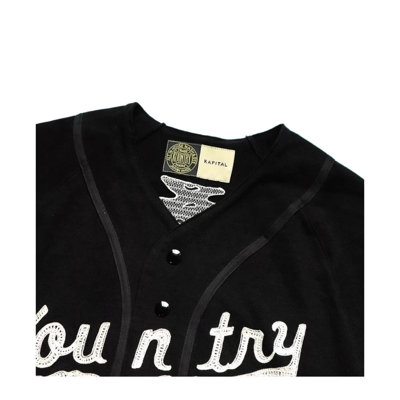 KAPITAL Hirata and Hongri Casual Bone Embroidery Letter Loose Baseball Short Sleeved Shirt for Men Japan Style