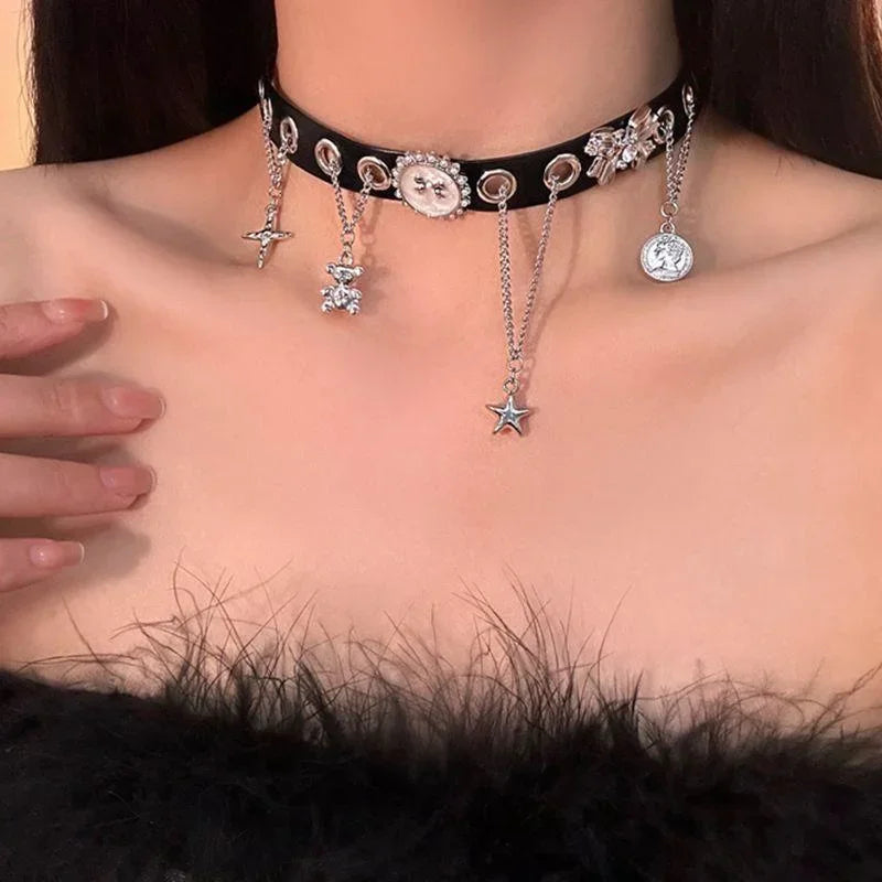 Gothic Butterfly, Bow & Heart Choker Necklace