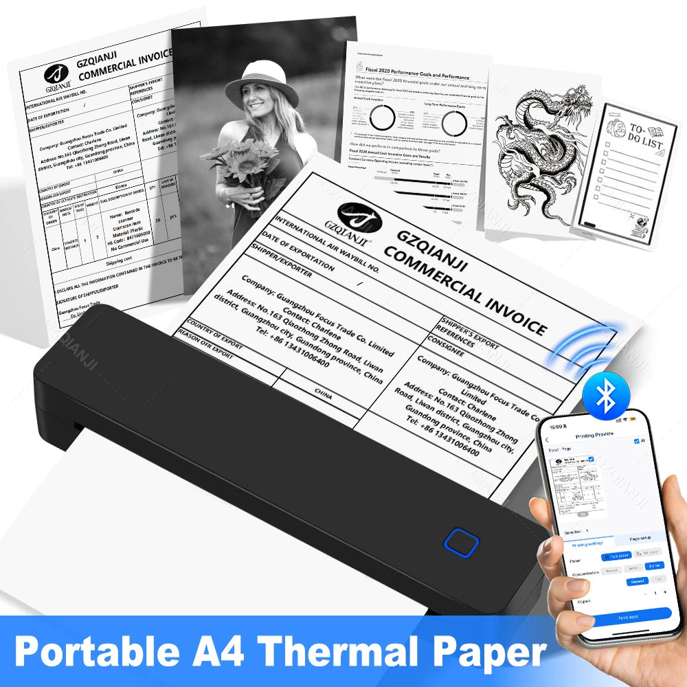 Portable A4 Bluetooth Thermal Printer