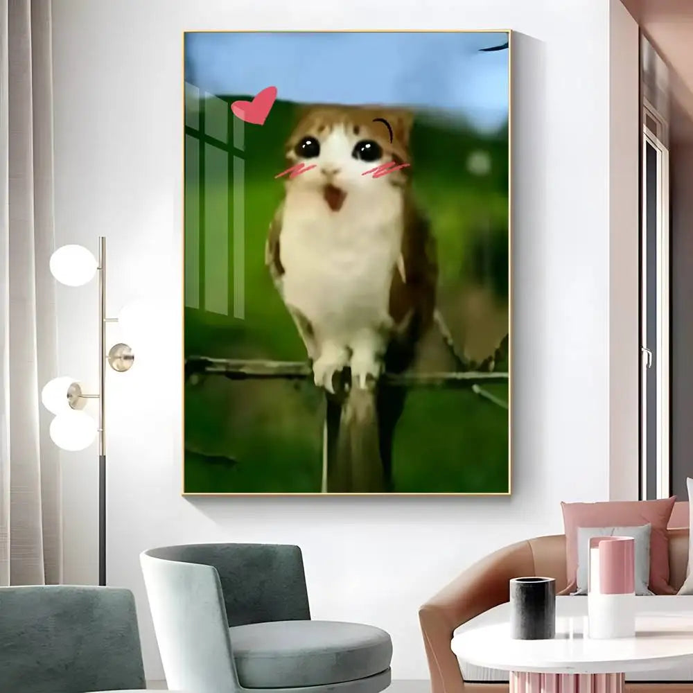 Cute Meowl Meme Waterproof Wall Poster