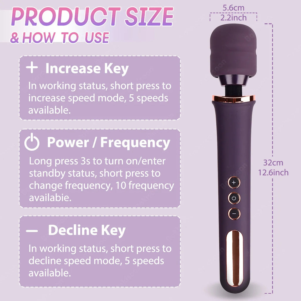 10-Speed Cordless Personal Wand Vibrator