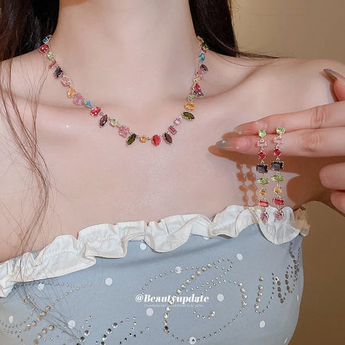 18K Gold-Plated Colorful Zircon Necklace