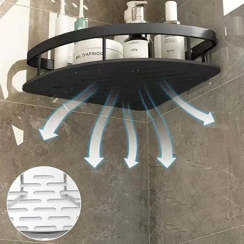 No-Drill Wall-Mounted Corner Shower Shelf