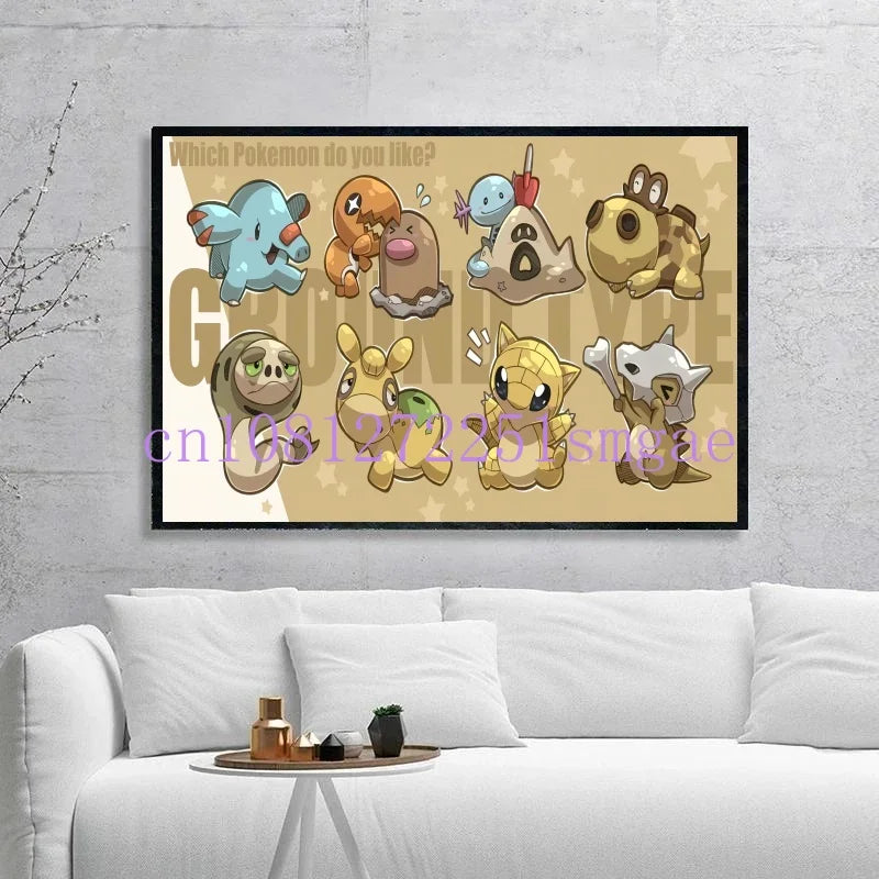 Pokemon Anime Canvas Painting Pikachu Gyarados Eevee Mewtwo Snorlax Poster Print Mural Picture Wall Art Home Decor Gifts Cuadros