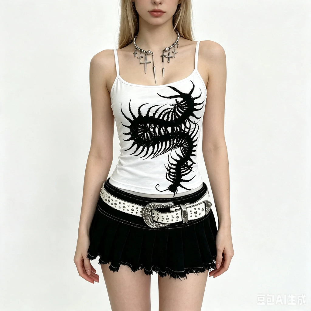 Grunge Y2K Suspender Crop Top
