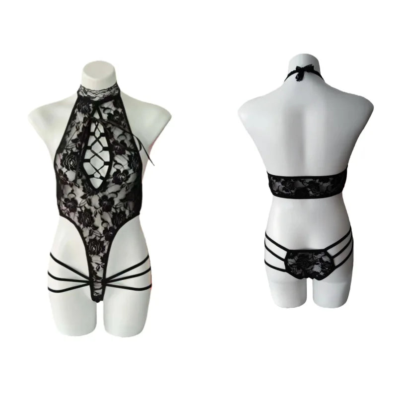Sexy Lingerie  Suit for Women Exotic Costumes Lenceria Sensual Mujer Lace Nightgown Dress Set Outfits Skirt for