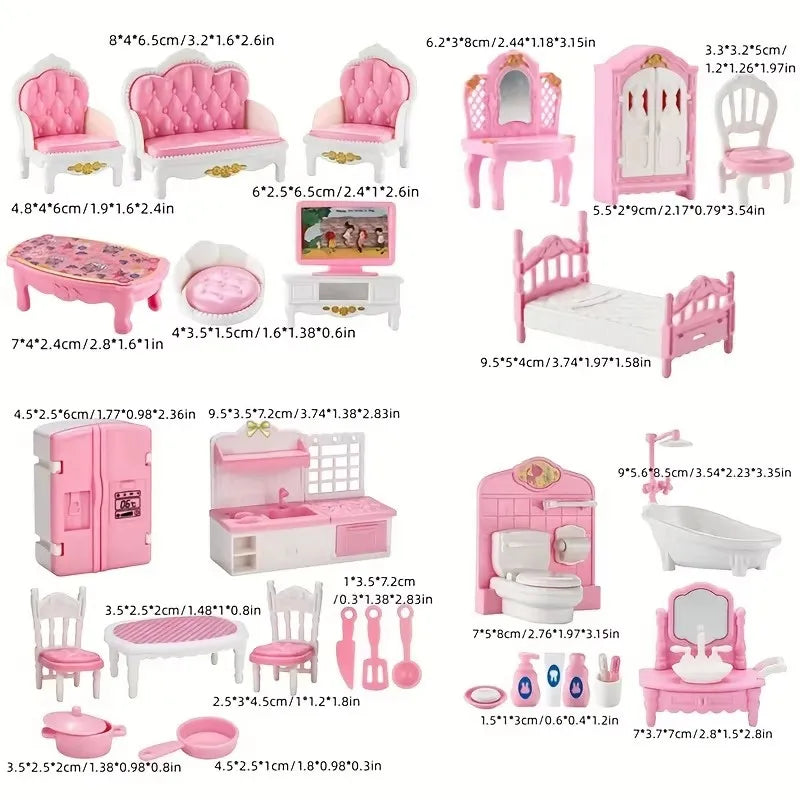 Pink Miniature Dollhouse Furniture Set