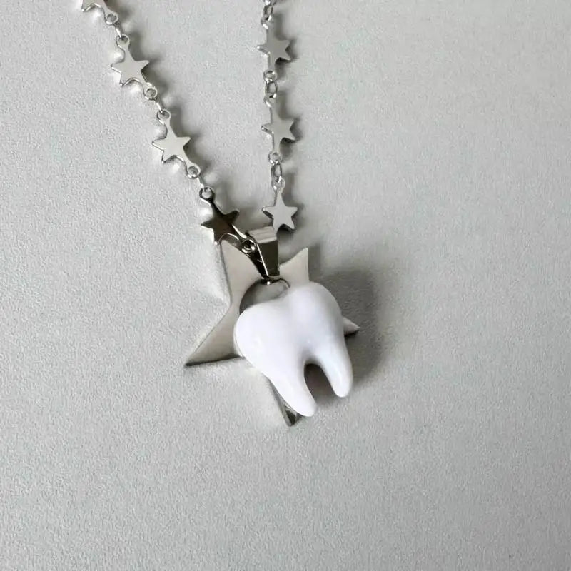 Y2K Heart, Star & Teeth Pendant Necklace