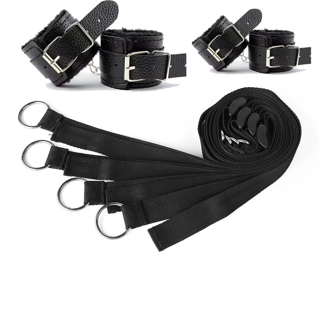 Full-Bed Restraint Strap System with Wrist & Ankle Cuffs