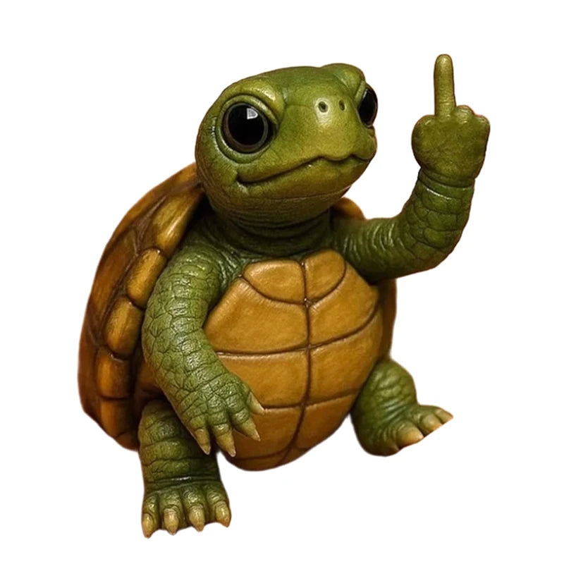 Funny Middle Finger Animal Statue Mini Dog Cat Figurine Desktop Ornament Resin Highland Cattle Frog Sculpture For Home Office
