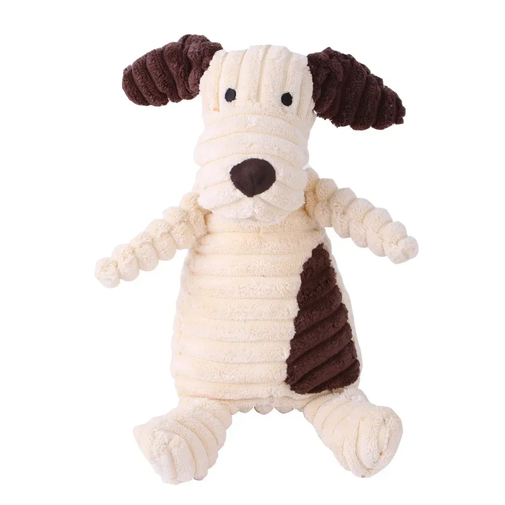 Corduroy Animal Squeaky Dog Toy