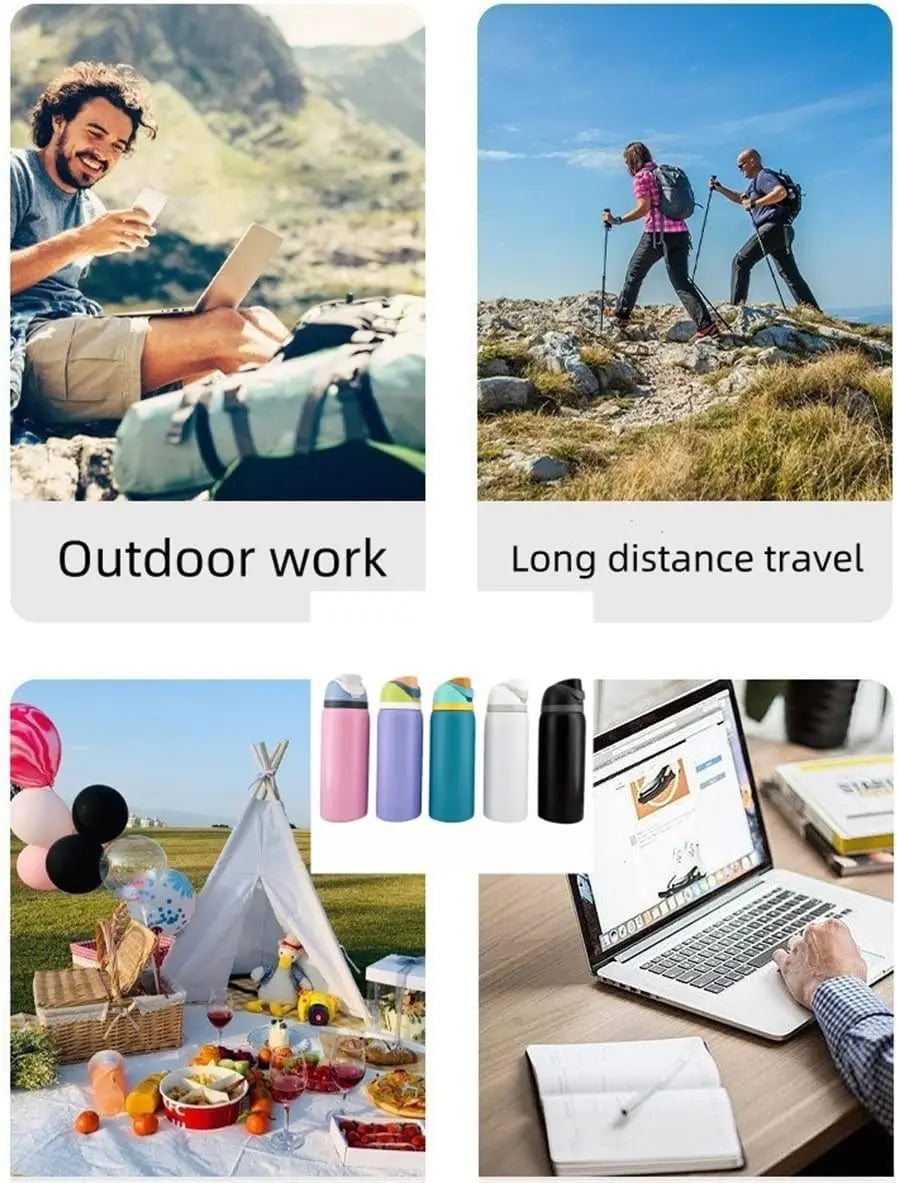 Large Capacity Double Wall Insulated Sports Water Bottle, Long Lasting Temperature Lock Tumbler for Outdoor Fitness Travel