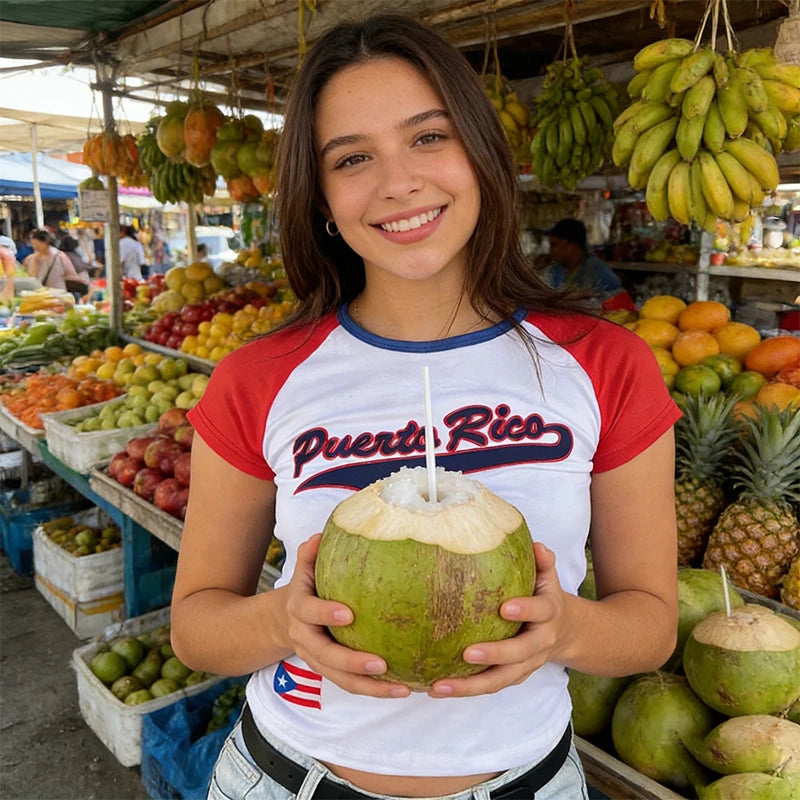 Puerto Rico Graphic Y2K Baby Tee