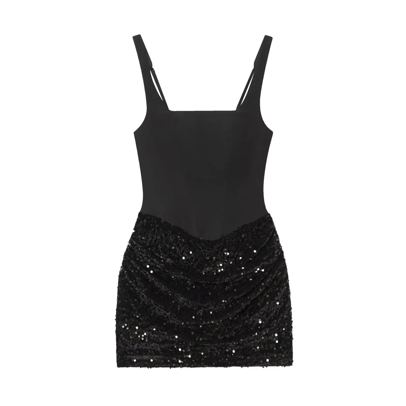 HH Summer Woman Casual Sexy Sleeveless Sequin Decoration Hip Covering Suspender Skirt Female Elegant Fashion Party Dress Mujer