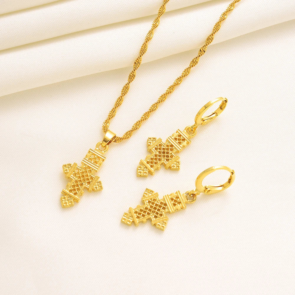 Women's Gold-Color Necklace & Earring Set