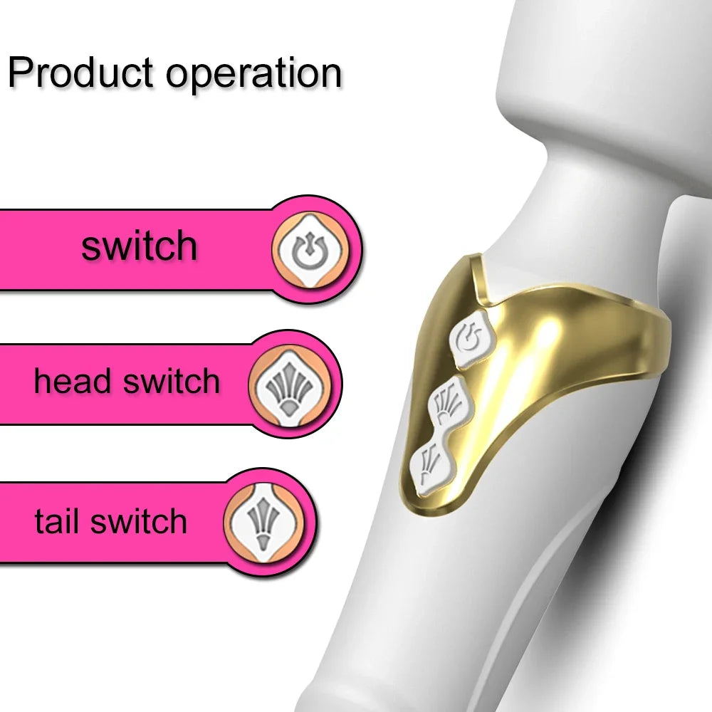 Dual-Motor Wand Vibrator – 10 Modes